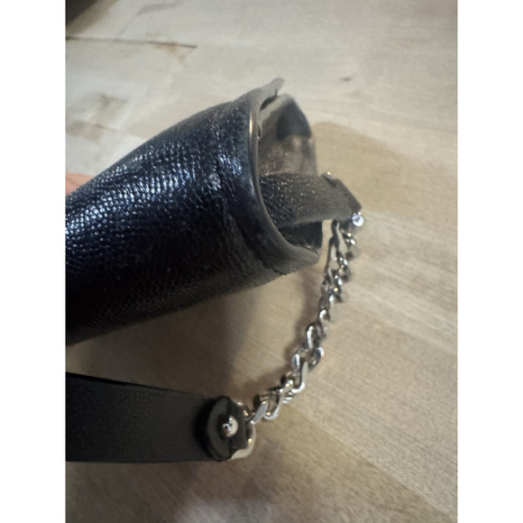 Rebecca Minkoff Jean Black Leather Convertable Crossbody Bag Silver Chain - Picture 6 of 15